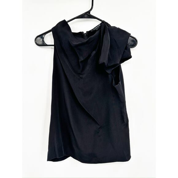 Cushnie Black Sleeveless Silk Top With Draped Bow Detail Size 4 - Picture 2 of 6
